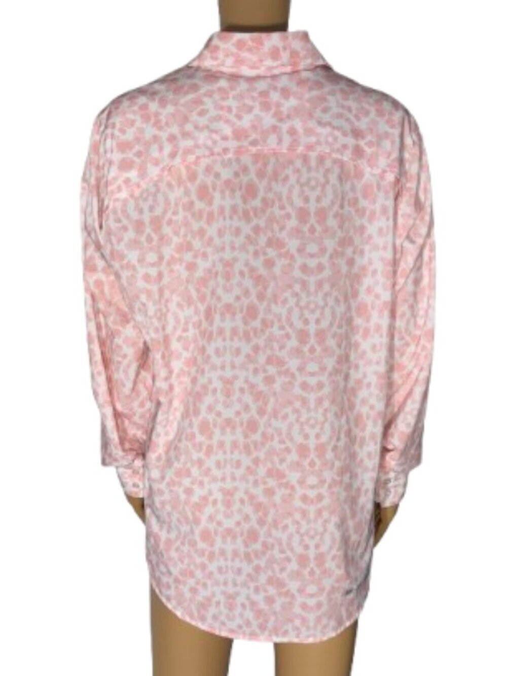 Ariat Tek Women's Pink Leopard Print Venttek Rolled Sleeve Button Down Large - Picture 3 of 13